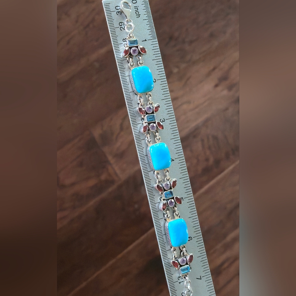 Nicky Butler Turquoise Garnet 925 Sterling Silver Designer Bracelet Amethyst NB - Picture 6 of 16